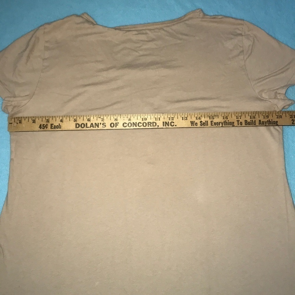 𝅺Basic Editions floral inset cotton short sleeve top size L - Picture 6 of 7